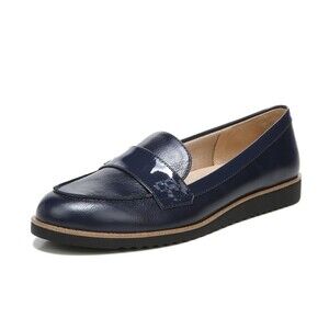 Life Stride Womens 8.5 W Navy Athena Patent Zee Slip On Flat Loafers NIB KA3